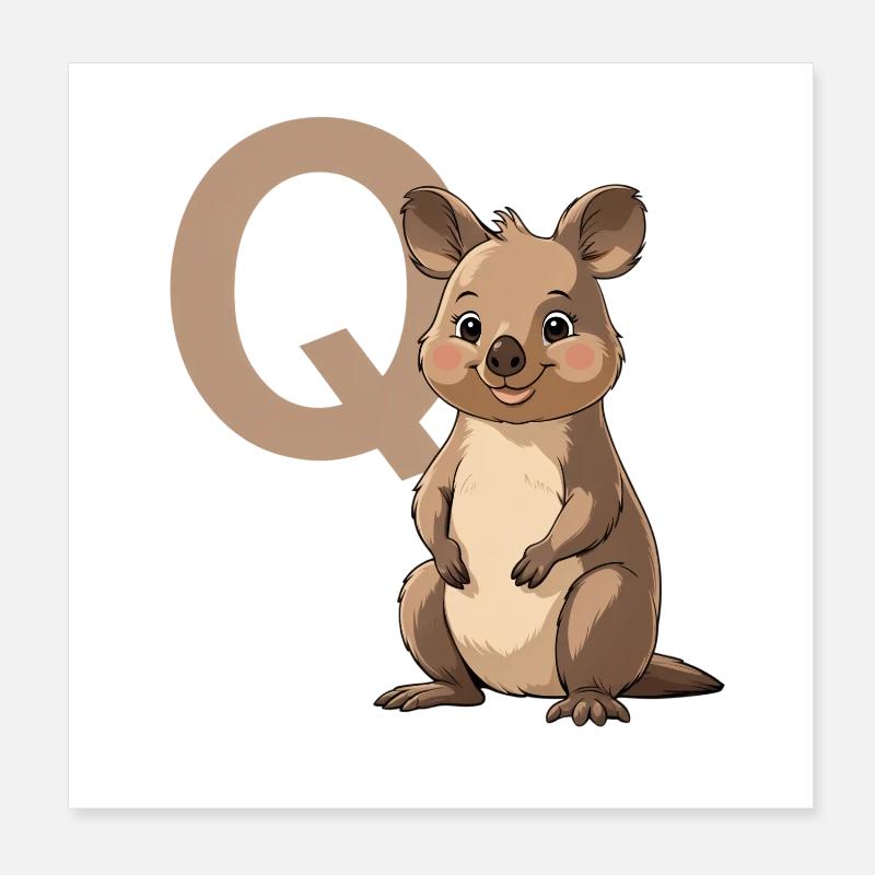 Koala mit Q Mascot-Design Poster 20x20 cm