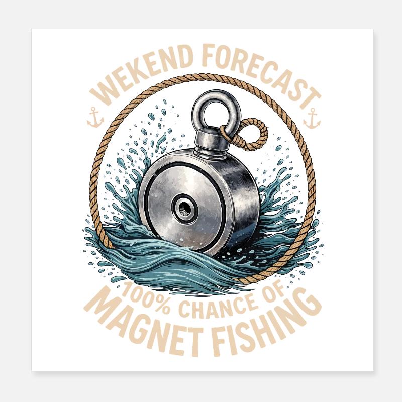Prédiction du week-end 100 - Chance de pêche magnétique Poster 20 x 20 cm