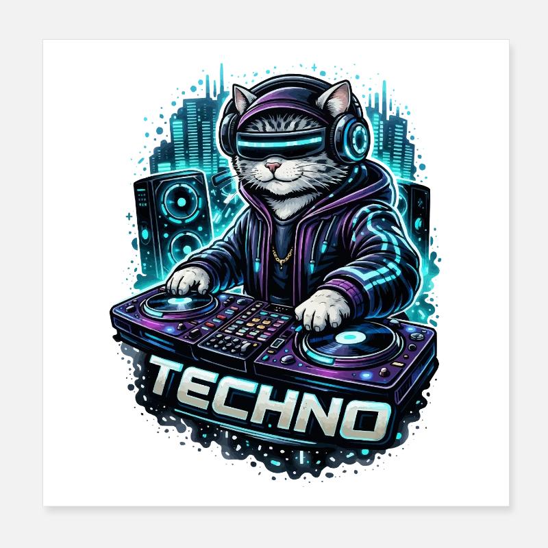 Techno hangover at the DJ booth Poster 8" x 8" (20x20 cm)