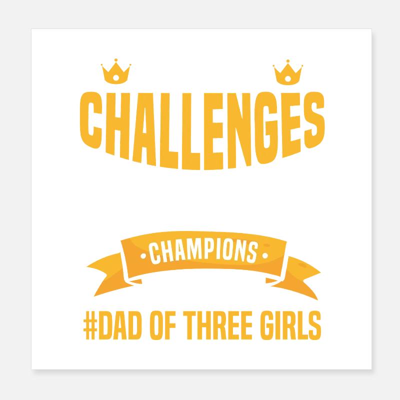 Papa Vater von drei Mädchen Töchtern Poster 20x20 cm