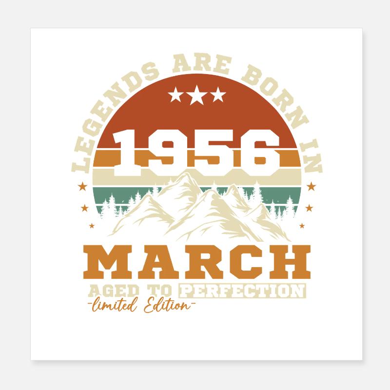 März 1956 Retro-Geburtstagsgeschenk Poster 20x20 cm
