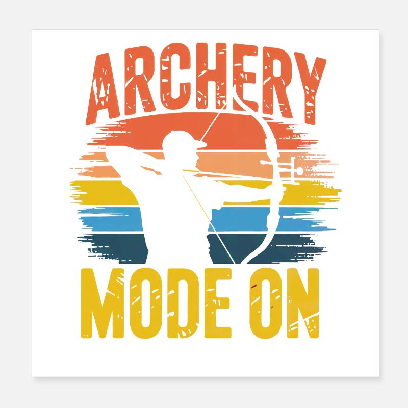 Archery Mode On Retro Sunset Poster 8" x 8" (20x20 cm)