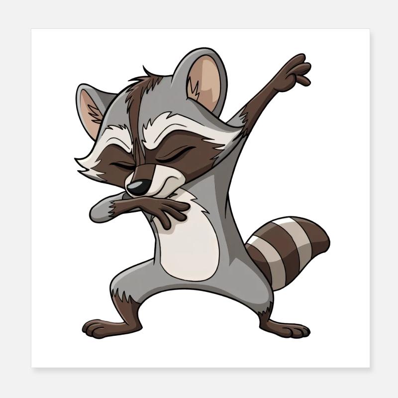 Dabender Waschbär – Verspielte Pose Poster 20x20 cm