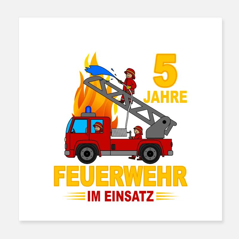 Pompiers depuis 5 ans d’action Poster 20 x 20 cm