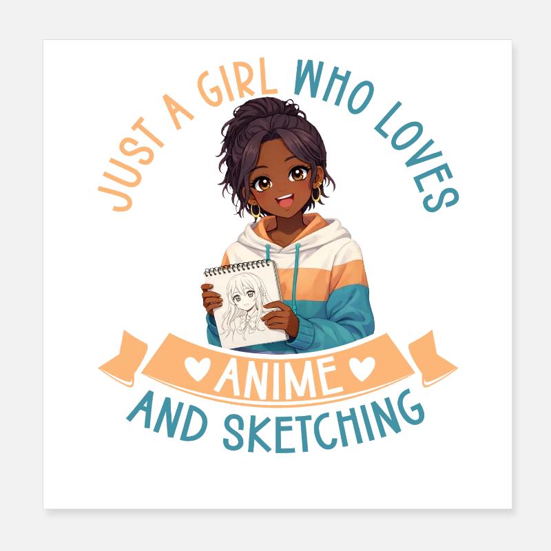 Nur Ein Mädchen, Das Anime Liebt Und Afro Zeichnet Poster 20x20 cm