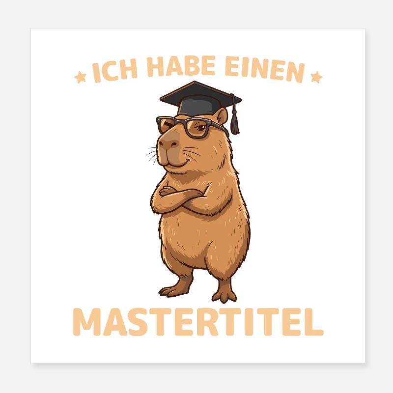 Master 2026 Capybara Bestandene Masterprüfung Poster 20x20 cm