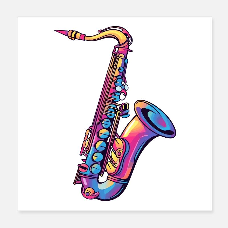 Neon-Saxophon Farbspektrum Poster 20x20 cm