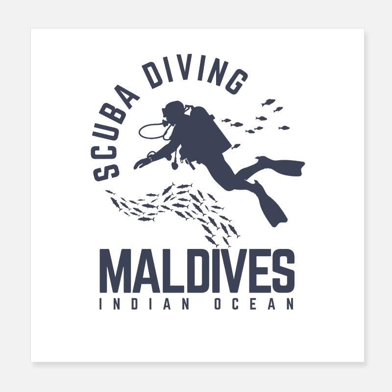 Maldives Tauchdesign Indischer Ozean Poster 20x20 cm