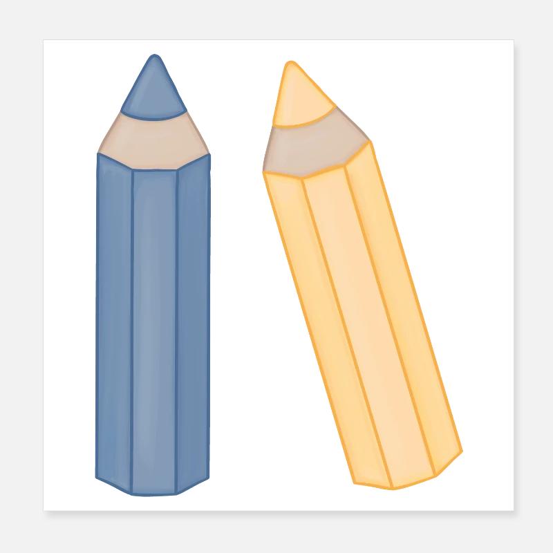 Illustration Duo de crayons de couleur Crayons de couleur Poster 20 x 20 cm