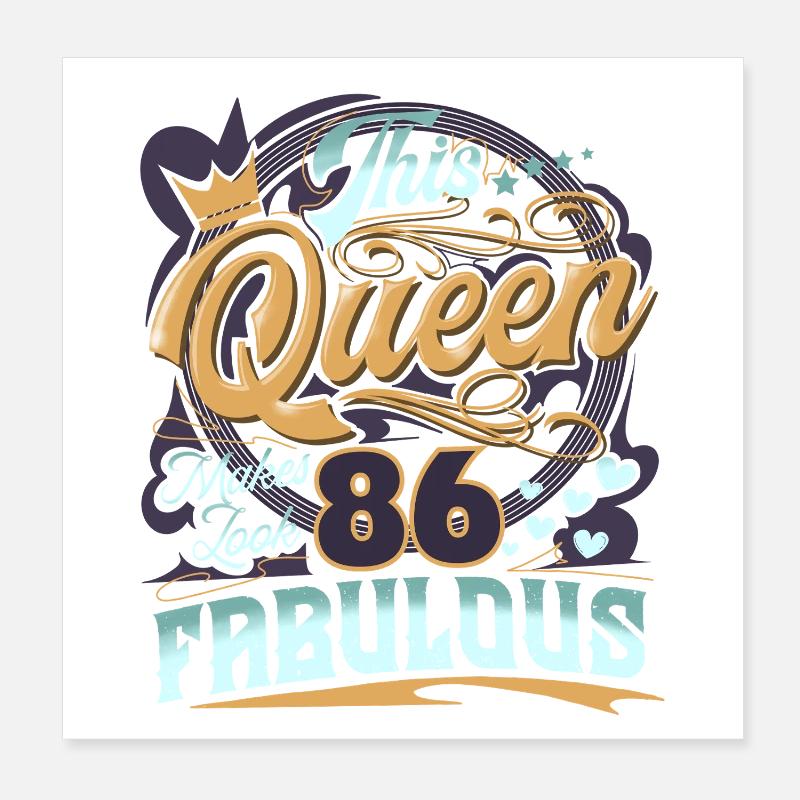 86th Birthday Queen Poster 8" x 8" (20x20 cm)