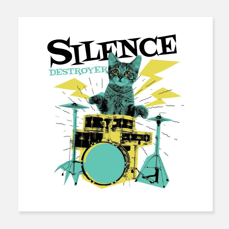 Katze Drummer Poster 20x20 cm
