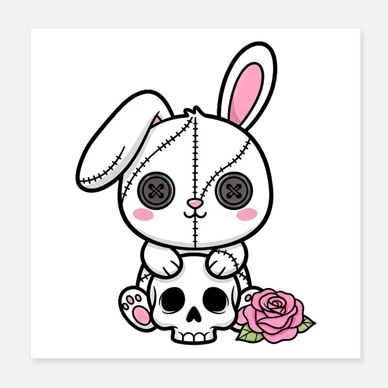 Goth Bunny Horreur Rabbit Gothique Effrayant Effrayant Poster 20 x 20 cm