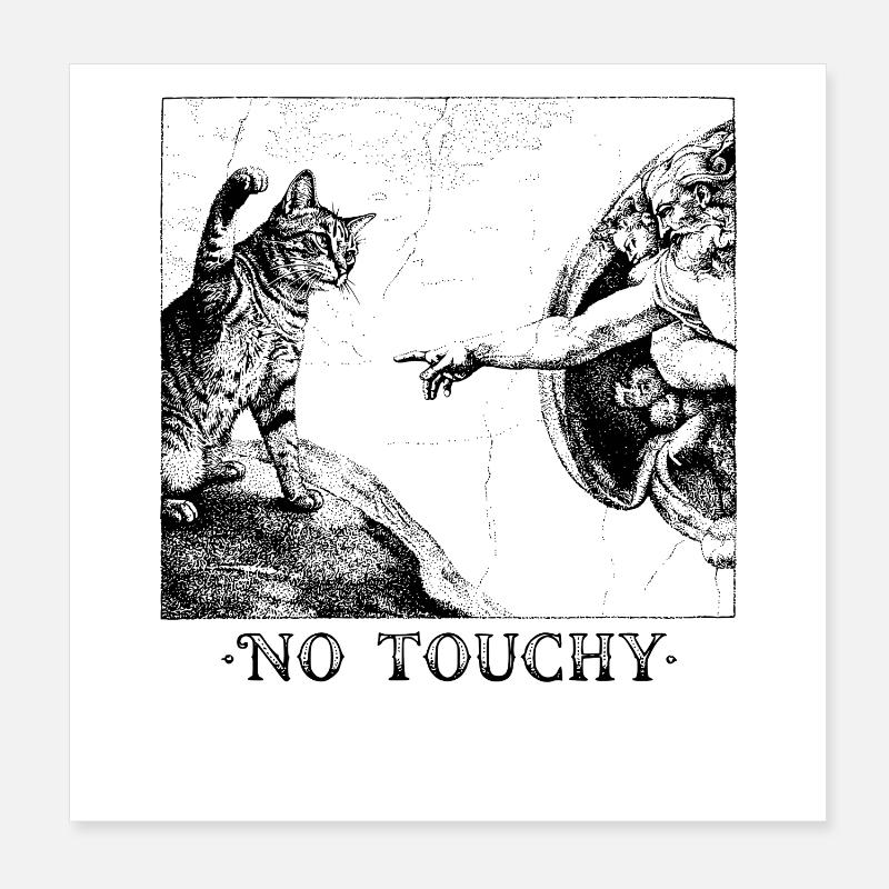 Pas de chat tactile – La création d’Adam - Poster 20 x 20 cm - blanc