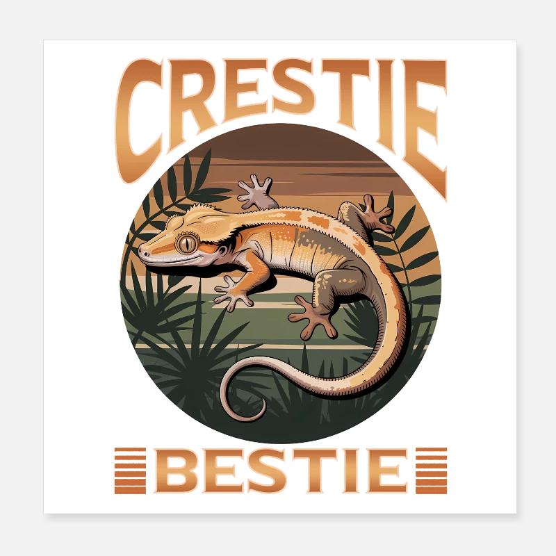 Funny Reptile Crested Gecko Poster 20x20 cm
