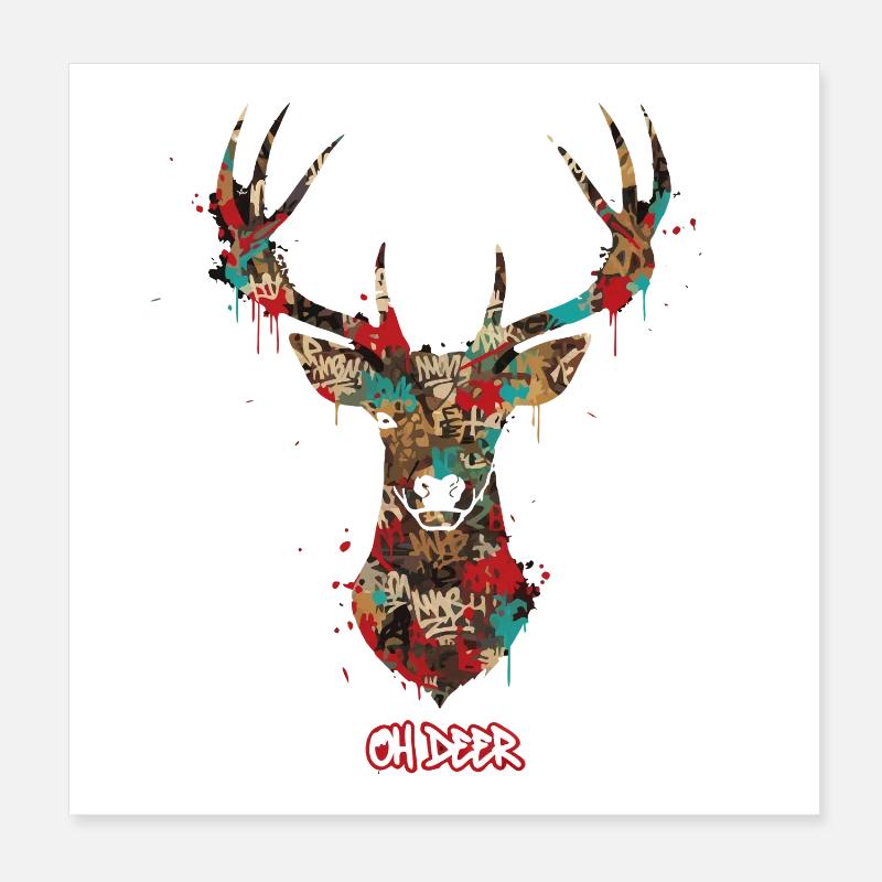 Deer Graffiti Poster 8" x 8" (20x20 cm)