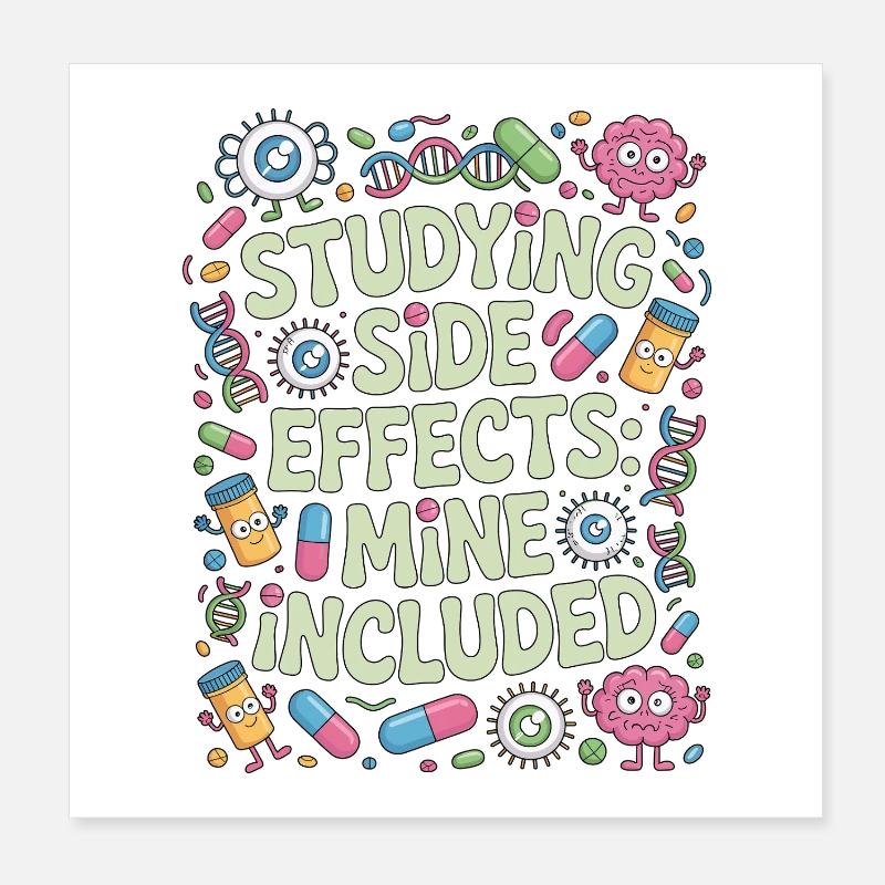 Pharmacist Student Studying Side Effects Science Poster 20x20 cm