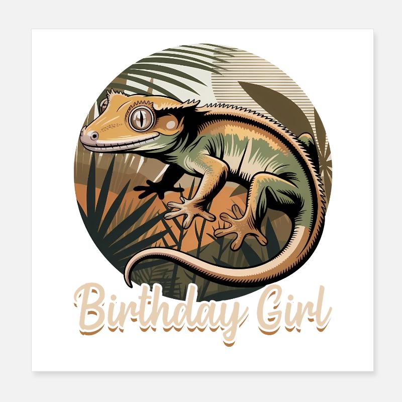 Funny Reptile Crested Gecko Poster 8" x 8" (20x20 cm)