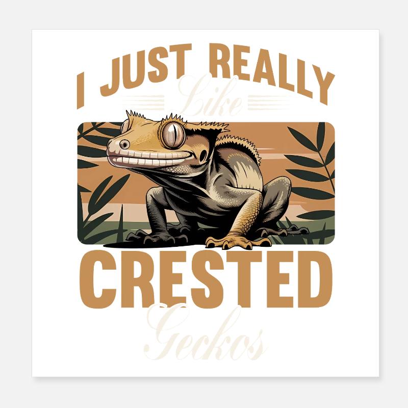 Funny Reptile Crested Gecko Poster 8" x 8" (20x20 cm)
