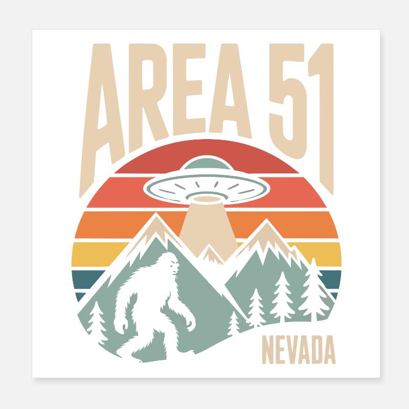 Area 51 Nevada UFO Rétro Design Poster 20 x 20 cm