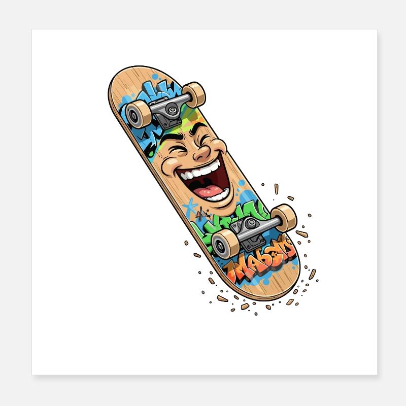 Lachender Skateboard Graffiti Poster 20x20 cm
