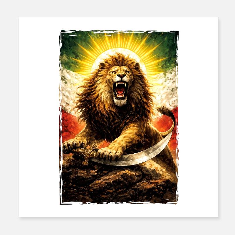 Lion Perse Drapeau iranien Poster 20 x 20 cm