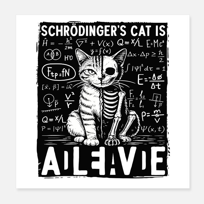 Le chat de Schrödinger est vivant, mort Poster 20 x 20 cm