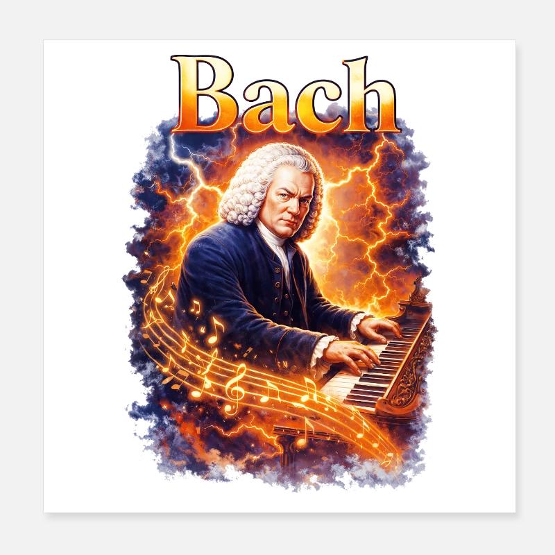 Bach Feuerklang am Klavier Poster 20x20 cm