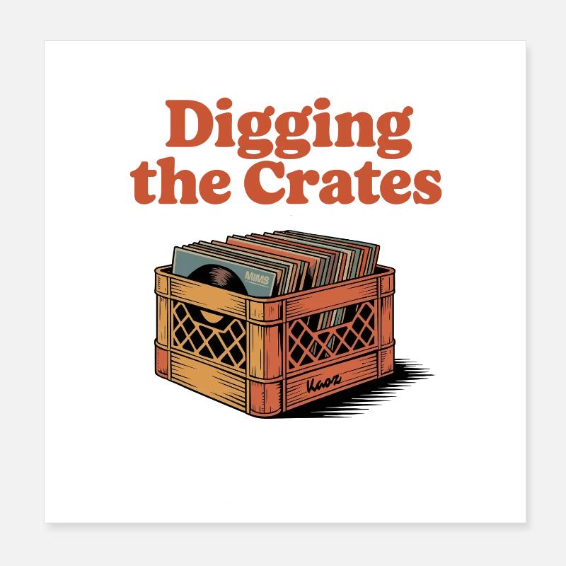 Record Box Motif in Retro Style Poster 8" x 8" (20x20 cm)