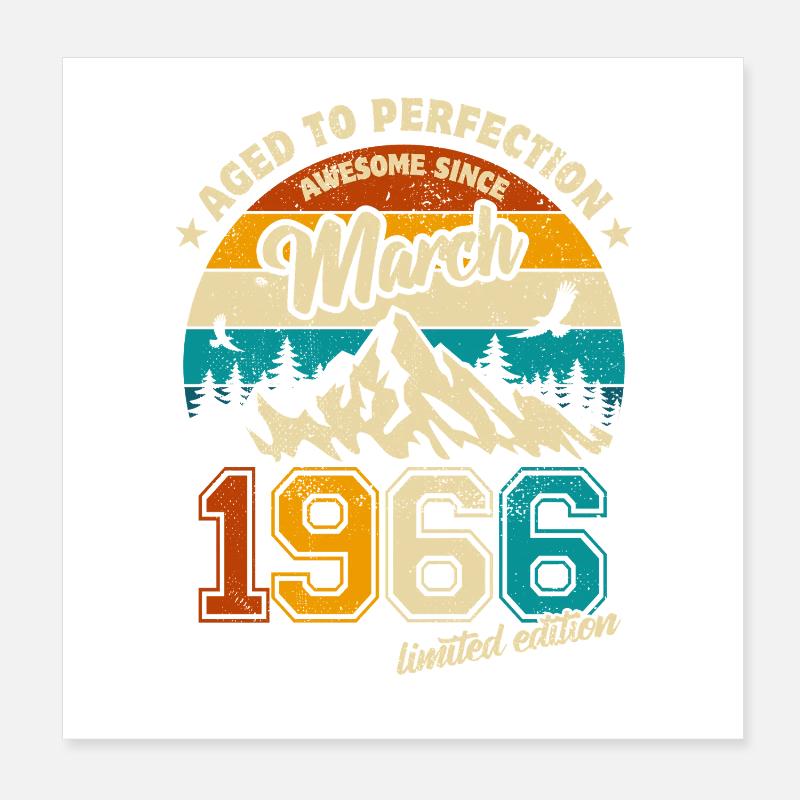 Édition limitée vintage Mars 1966 anniversaire Poster 20 x 20 cm