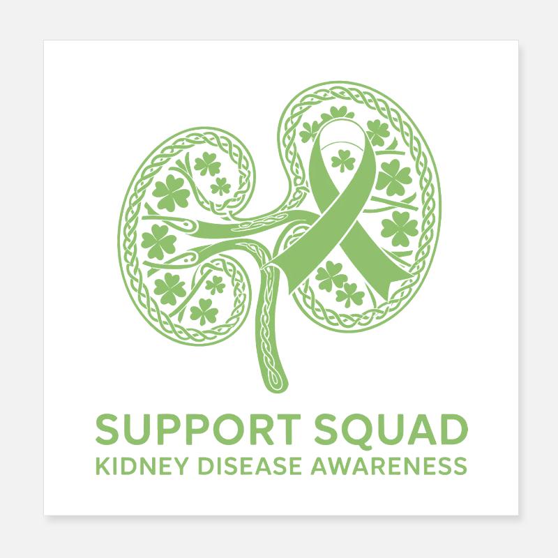 Ruban de trèfle de sensibilisation aux reins Poster 20 x 20 cm