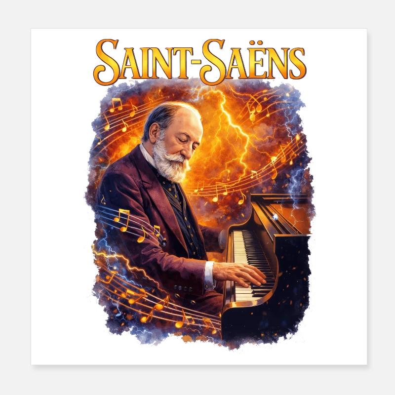 Feux d’artifice au piano de Saint-Saëns Poster 20 x 20 cm