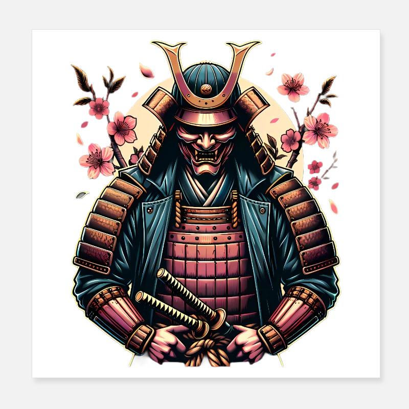 Blossom Samurai Mask Armor Poster 8" x 8" (20x20 cm)