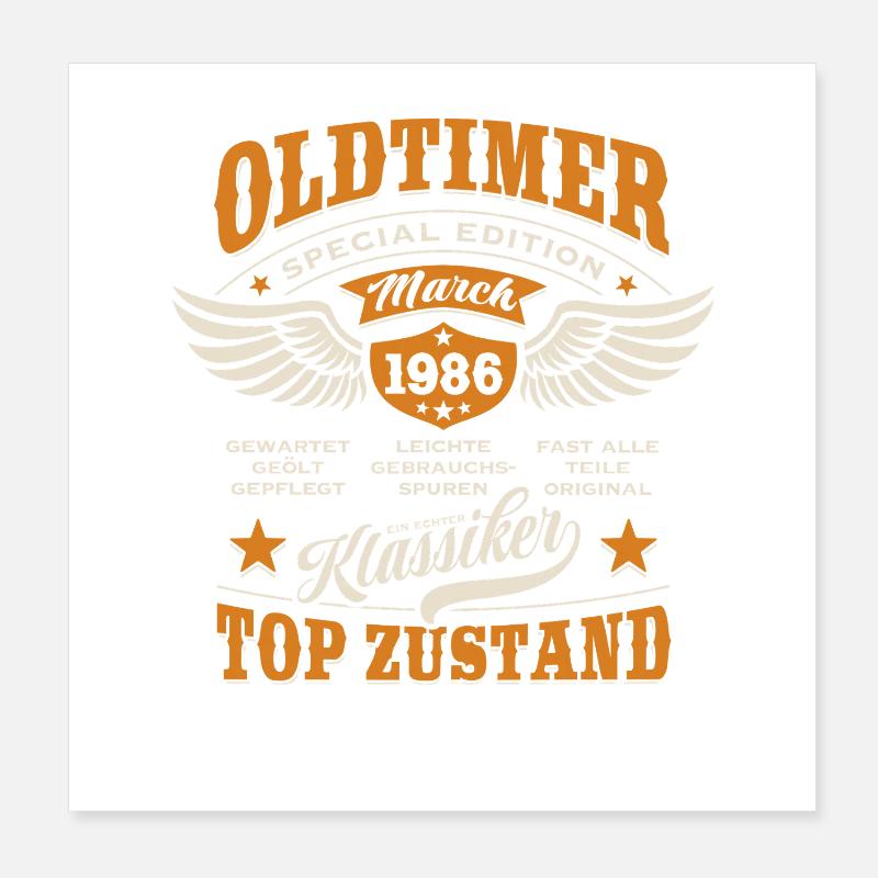 Oldtimer March 1986 - Geburtstag - Geschenk Poster 20x20 cm