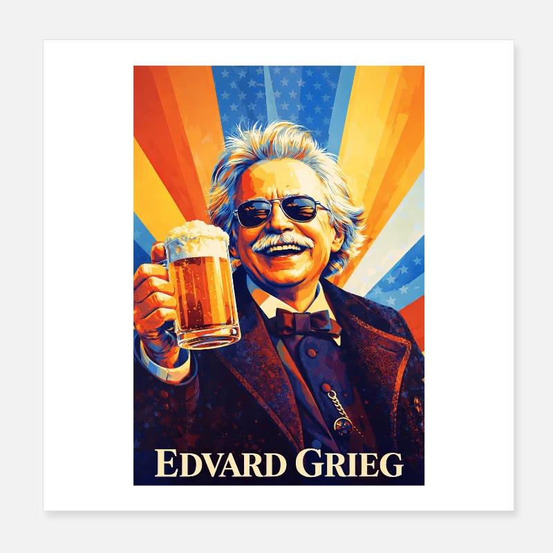 Retro composer with beer glass Poster 8" x 8" (20x20 cm)