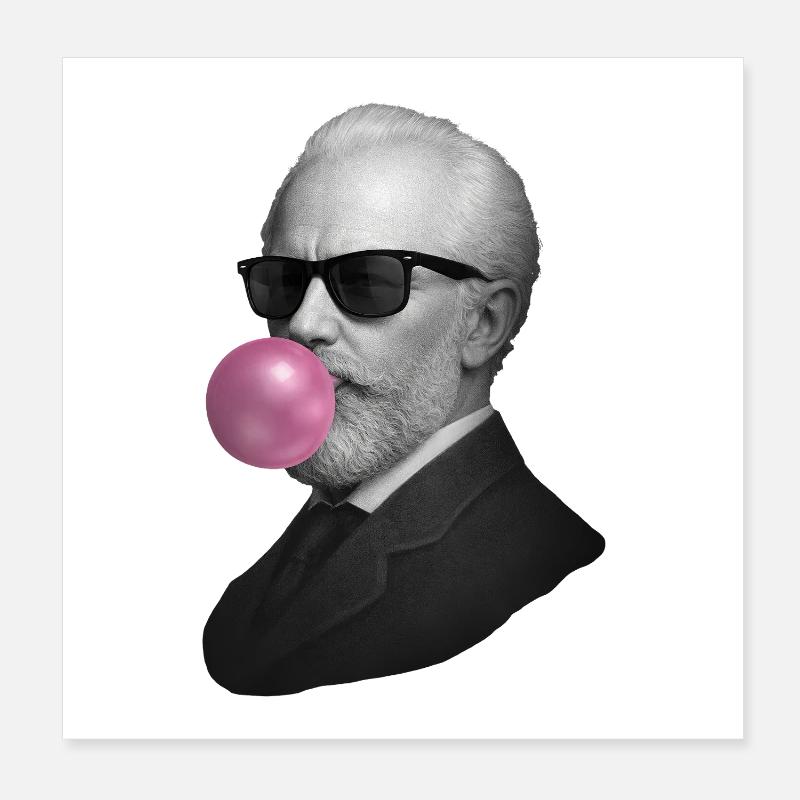 Retro Gentleman with Bubblegum Poster 8" x 8" (20x20 cm)