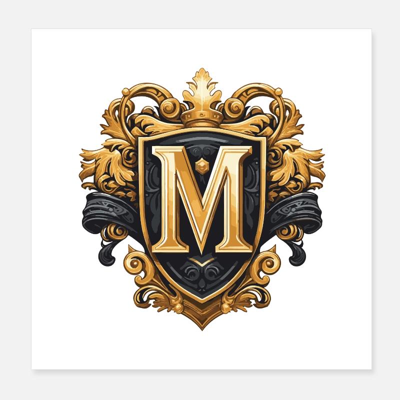 M Letter Name Crown Poster 8" x 8" (20x20 cm)