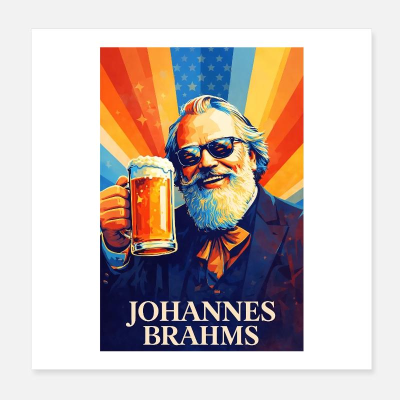 Johannes Brahms Poster 20x20 cm