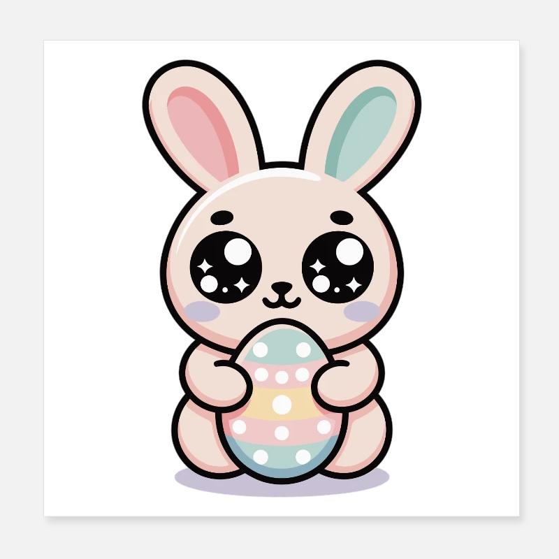 Easter Bunny Shirt – Cute Bunny with Easter Egg Poster 8" x 8" (20x20 cm)