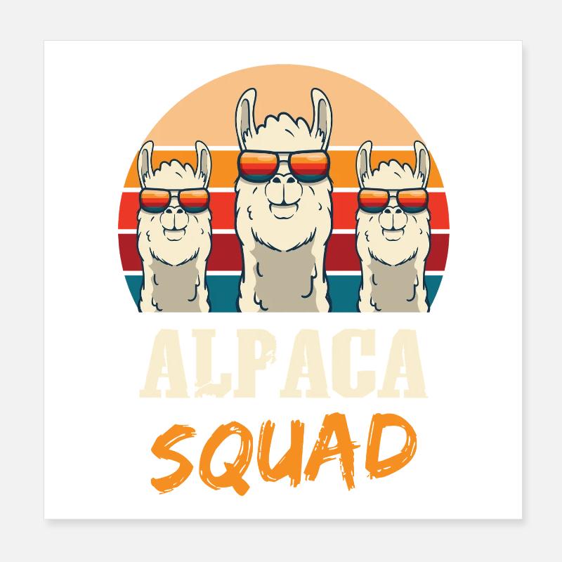 Alpaca Squad Funny Alpaca Sunglasses Design Poster 8" x 8" (20x20 cm)