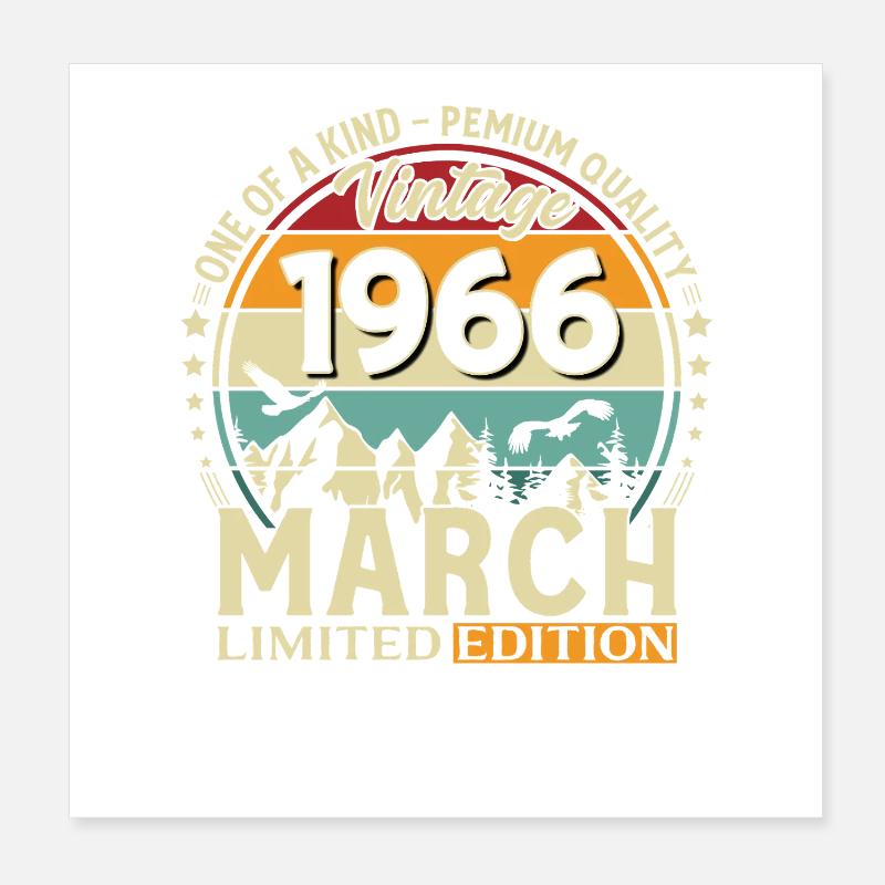 60-årsdag gave mann vintage mars 1966 Poster 20x20 cm