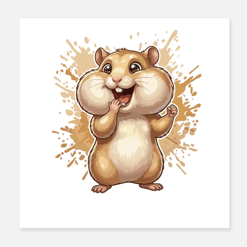 Fröhlicher Hamster Splash Illustration Poster 20x20 cm