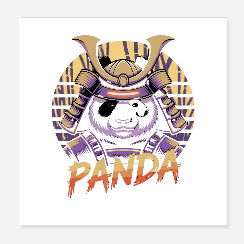 Kriegerischer Panda Samurai Illustration Poster 20x20 cm