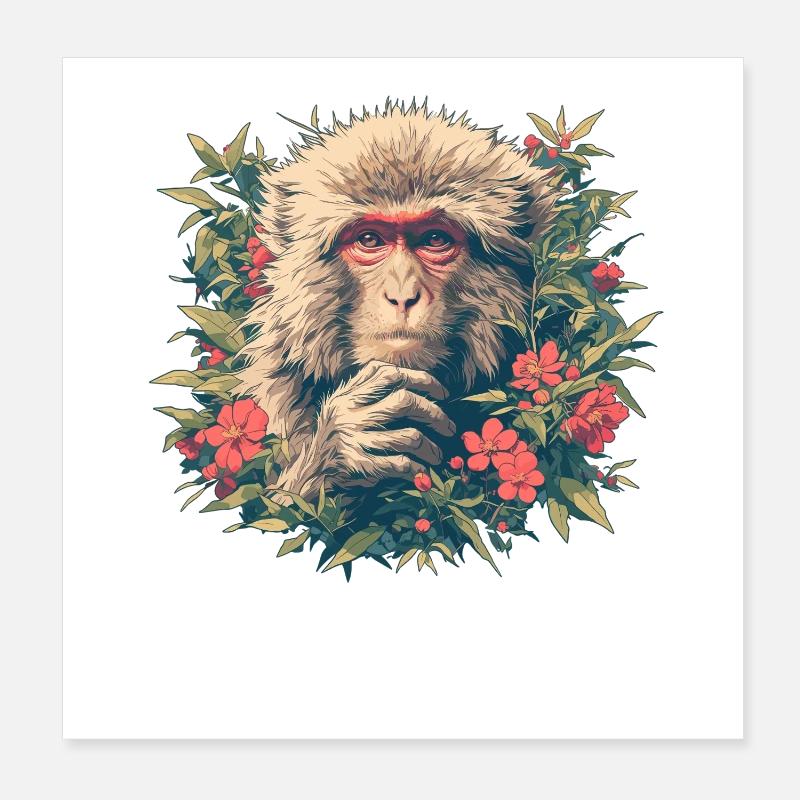 Macaque Macaque Poster 8" x 8" (20x20 cm)