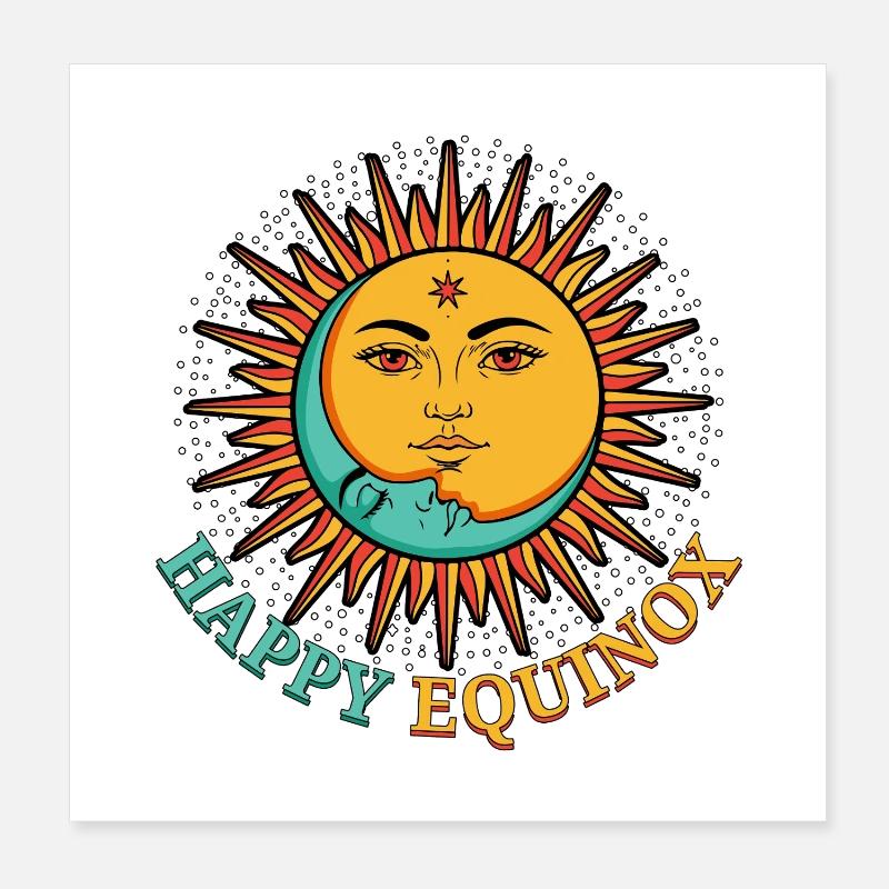 Happy Equinox Easter Ostara Moon Sun Spring Poster 8" x 8" (20x20 cm)