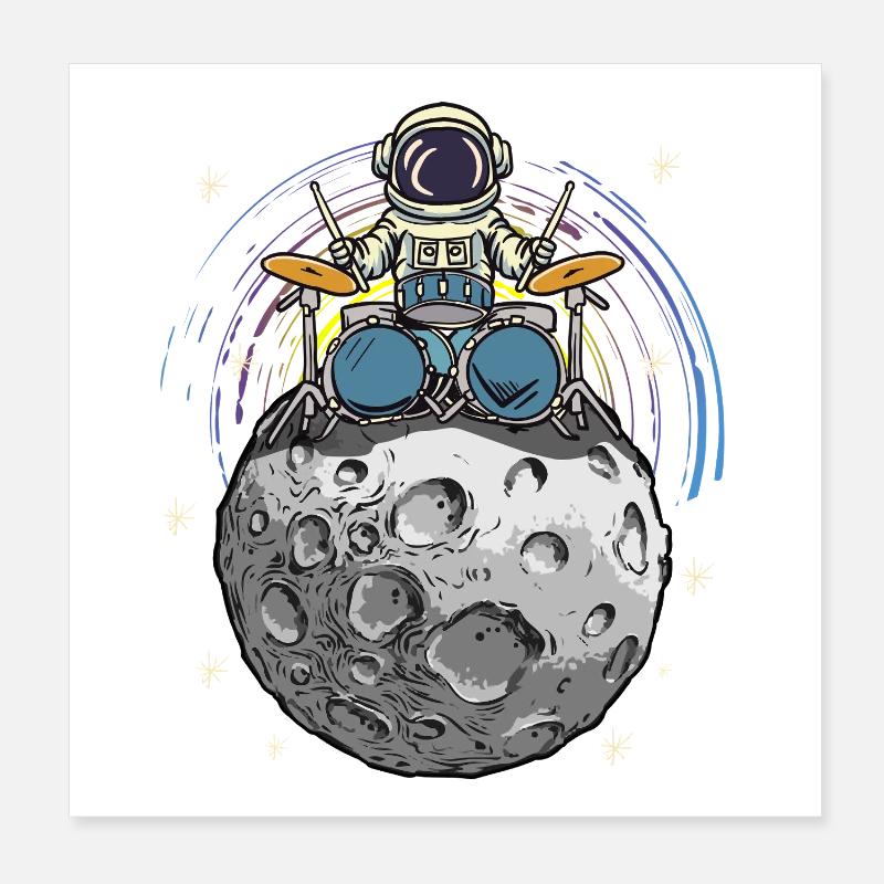 Batteur de l’espace sur la Lune Poster 20 x 20 cm