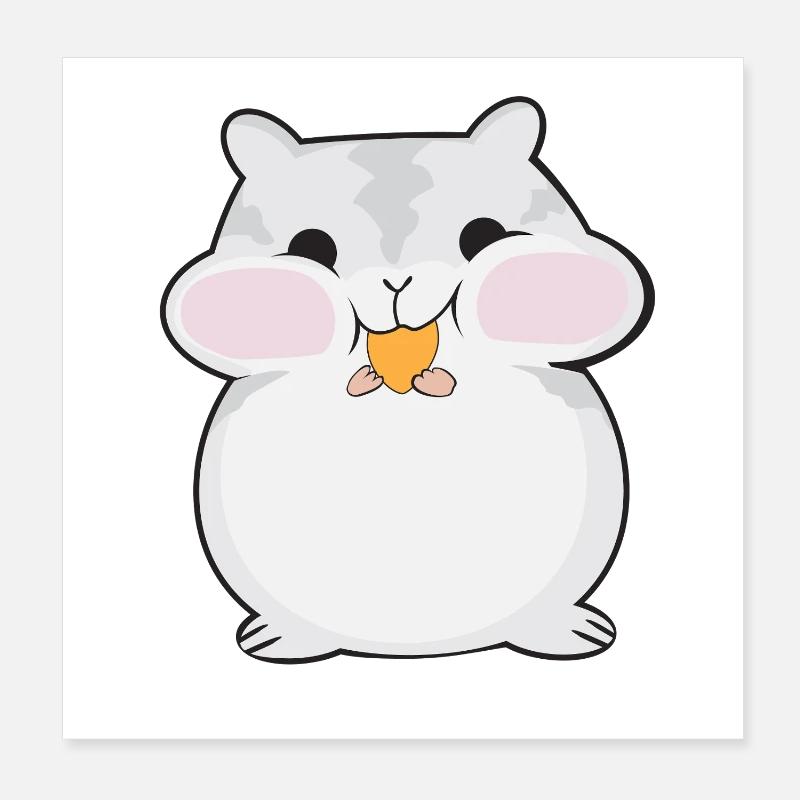 Dessin animé de hamster dodu mignon Poster 20 x 20 cm