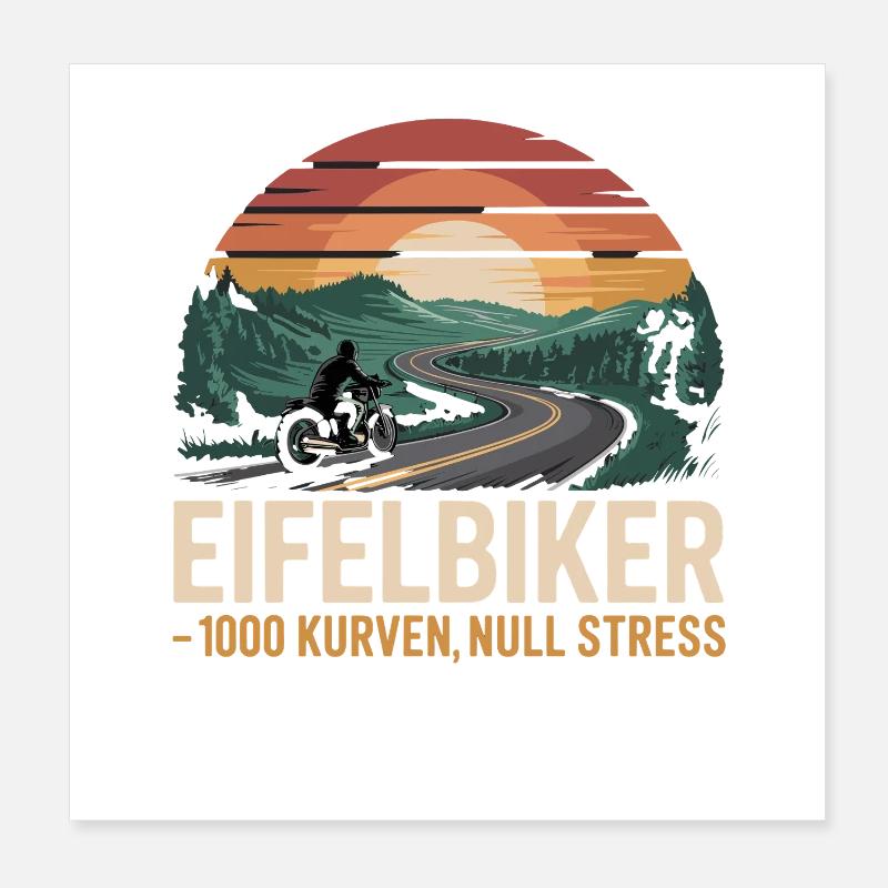 Eifelbiker 1000 Curves Zero Stress Moto Eifel Poster 20 x 20 cm