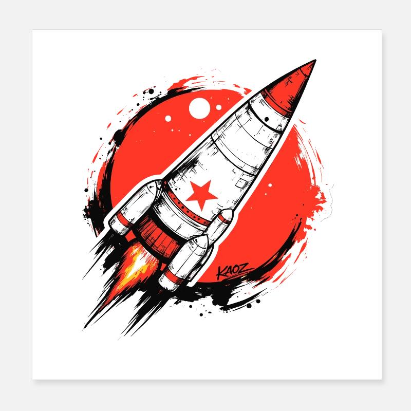 Crimson Rocket Splash-Artwork Poster 20x20 cm
