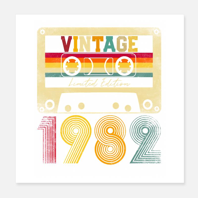 1982 43e anniversaire 43 ans Édition limitée Poster 20 x 20 cm