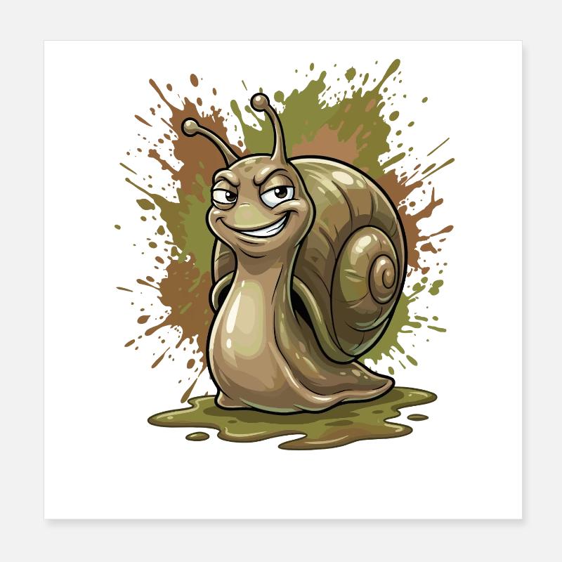 Funny Snail with Color Splash Poster 8" x 8" (20x20 cm)